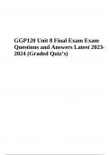 GGP 120 Unit 8 Final Exam Exam Questions and Answers Latest 2023- 2024 (Graded Quiz’s)