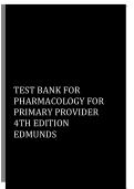 Complete Test Bank Pharmacology for the Primary Care Provider 4th Edition (Edmunds, 2014), Chapter 1-73! RATED A+