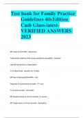 Test bank for Family Practice  Guidelines 4thEdition Cash Glass-latestVERIFIED ANSWERS  2023