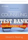 Test Bank For A Brief Orientation to Counseling: Professional Identity, History, and Standards - 2nd - 2017 All Chapters - 9781305669055