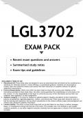 LGL3702 EXAM PACK 2023 - DISTINCTION GUARANTEED