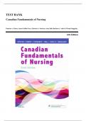 TEST BANK Canadian Fundamentals of Nursing Patricia A. Potter, Anne Griffin Perry, Patricia A. Stockert, Amy Hall, Barbara J. Astle & Wendy Duggleby 6th Edition