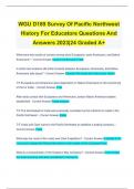 WGU D189 Survey Of Pacific Northwest History For Educators Questions And Answers 2023|24 Graded A+