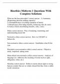 Bioethics Midterm 1 Questions With Complete Solutions