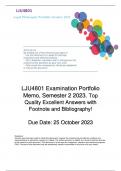 LJU4801 Portfolio Exam Memo Semester 2 October 2023. Distinction