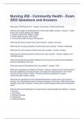 Nursing 206 Exam Questions and Answers