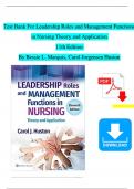 TEST BANK For Leadership Roles and Management Functions in Nursing Theory and Application 11th Edition By Bessie L. Marquis, Carol Jorgensen Huston | All Chapters 1 - 25  Complete Newest Version |