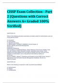 CISSP Exam Collection - Part 2 (Questions with Correct Answers A+ Graded 100% Verified)