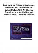 Test Bank for Pilbeams Mechanical Ventilation 7th Edition by Cairo Latest Update With All Chapter Questions and Verified Correct Answers 100% Complete Solution