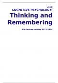 College aantekeningen Cognitive Psychology: Thinking and Remembering (FSWP2-014-A) 