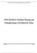 TEST BANK for Nutrition Therapy and Pathophysiology 4th Edition, by Marcia Nelms and Kathryn P. Sucher. All Chapters A+