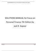 SOLUTIONS MANUAL for Focus on Personal Finance 7th Edition by Jack R. Kapoor Updated All Chapter A+