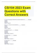 CSI104 2023 Exam Questions with Correct Answers 