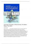  Test Bank- Lehninger Principles of Biochemistry, 7th and 8th Edition (Nelson, 2023), Chapter 1-28 | All Chapters