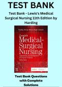 TEST BANK for Lewis's Medical-Surgical Nursing 11th Edition Assessment and Management of Clinical Problems by Mariann Harding; Jeffrey Kwong; Dottie Roberts; Debra Hagler and Courtney Reinisch  (Complete 68 Chapters) 