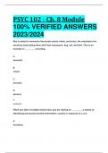 ACTUAL PSYC 102 - Ch. 8 Module 100% VERIFIED ANSWERS  2023/2024