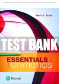 Test Bank For Essentials of Statistics 6th Edition All Chapters - 9780137517374