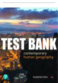 Test Bank For Contemporary Human Geography 4th Edition All Chapters - 9780134746227