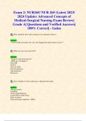 Exam 2: NUR265/ NUR 265 (Latest 2023/ 2024 Update) Advanced Concepts of Medical-Surgical Nursing Exam Review| Grade A| Questions and Verified Answers| 100% Correct| - Galen