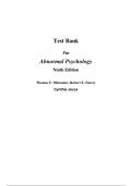 Abnormal Psychology 9th Edition By Thomas  Oltmanns, Robert  Emery (Test Bank All Chapters, 100% Original Verified, A+ Grade)