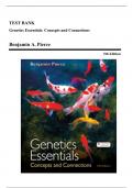 Test Bank - Genetics Essentials-Concepts and Connections, 5th Edition (Pierce, 2022), Chapter 1-18 | All Chapters