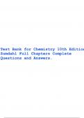 Test Bank for Chemistry 10th Edition Zumdahl Full Chapters Complete Questions and Answers.