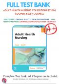 Test Bank For Adult Health Nursing, 9th edition (Cooper, 2023), Chapter 1-17 | 9780323811613 | All Chapters with Answers and Rationals