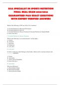 ISSA SPECIALIST IN SPORTS NUTRITION FINAL REAL EXAM 2023 GUARANTEED PASS EXACT QUESTIONS WITH EXPERT VERIFIED ANSWERS 