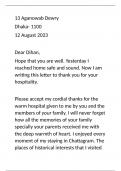Informal letter: Thanking for hospitality 