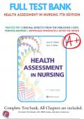 Test Bank for Health Assessment in Nursing 7th Edition by Janet R Weber and Jane H Kelley | 9781975161156 | Chapter 1-34 | 2021-2022 |All Chapters with Answers and Rationals