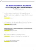 EMT (EMERGENCY MEDICAL TECHNICIAN) TEST 3 Study Guide With Complete Rationale / Verified Answers A
