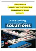 Solution Manual for Accounting What The Numbers Mean, 13th Edition By David Marshall, Complete Chapters 1 - 16 (Verified by Experts)
