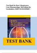 Test Bank for Rau’s Respiratory Care Pharmacology, 9th Edition By Gardenhire, ISBN-10:0323299687