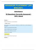 ADVANCED PLACEMENT (AP) BIOLOGY:   Inheritance 93 Questions Correctly Answered |   100% Rated