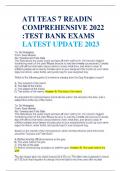ATI TEAS 7 READIN COMPREHENSIVE 2022  :TEST BANK EXAMS LATEST UPDATE 2023