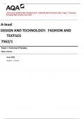 AQA A-level DESIGN AND TECHNOLOGY: FASHION AND TEXTILES 7562/1 Paper 1 Technical Principles Mark scheme June 2023 Version: 1.0 Final