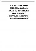 SOCRA CCRP EXAM 2023-2024 ACTUAL EXAM 50 QUESTIONS AND  CORRECT DETAILED ANSWERS WITH RATIONALES