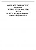 GARP SCR EXAM LATEST 2023-2024 ACTUAL EXAM 300+ REAL EXAM QUESTIONS AND CORRECT  ANSWERS(VERIFIED ANSWERS)|ALREADY GRADED A+ 1 / 32