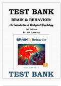 BRAIN & BEHAVIOR-An Introduction to Biological Psychology 3rd Edition by Bob L. Garrett TEST BANK ISBN- 978-1412981682