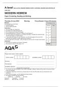 AQA A-LEVEL MODERN HEBREW PAPER 3 LISTENING, READING AND WRITING QP JUNE 2023
