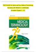 TEST BANK For Quick and Easy Medical Terminology 9th Edition BY PEGGY C. LEONARD |Complete Chapter 1 - 15 |