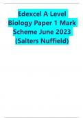 Edexcel A Level Biology Paper 1 Mark Scheme June 2023 (Salters Nuffield)