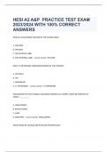 HESI A2 A&P  PRACTICE TEST EXAM 2023/2024 WITH 100% CORRECT ANSWERS