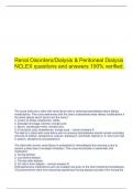 Renal Disorders/Dialysis & Peritoneal Dialysis NCLEX questions and answers 100% verified.