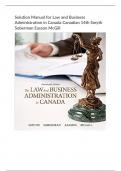 Solution Manual for Law and Business  Administration in Canada Canadian 14th Smyth  Soberman Easson McGill