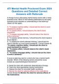 ATI Mental Health Proctored Exam 2024 Questions and Detailed Correct Answers with Rationale
