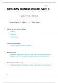 NUR 2392 Multidimensional Care II-mdc2 Test 1 Review
