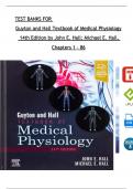TEST BANK For Guyton and Hall Textbook of Medical Physiology, 14th Edition by John E. Hall; Michael E. Hall, All Chapters 1 - 86, Complete Newest Version