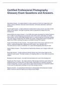 Certified Professional Photography Glossary Exam Questions and Answers.