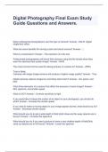  Digital Photography Final Exam Study Guide Questions and Answers.